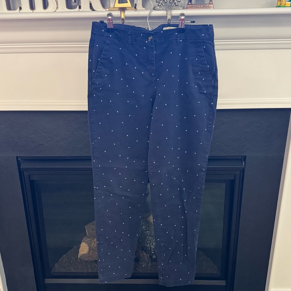 💙 Boden Navy Polka Dot Stretch Chino Pants (Size 4R)